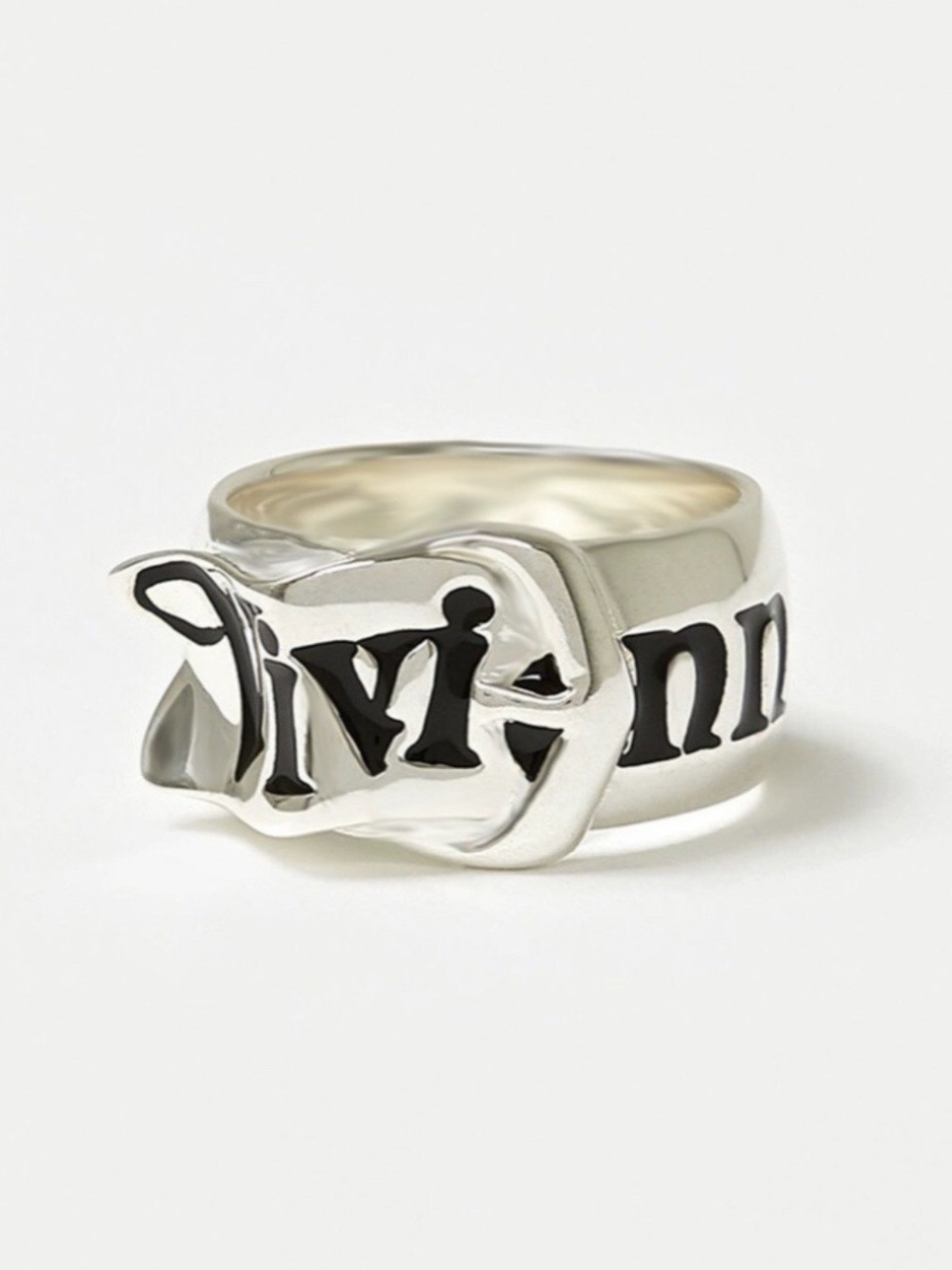 Vivienne Westwood Silver Tone Script Buckle Ring